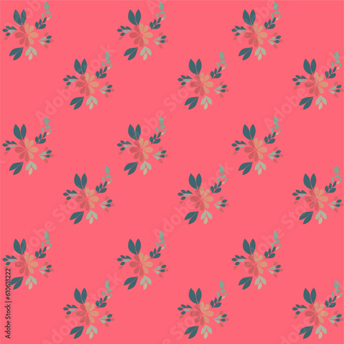 Vector seamless half-drop pattern, with flowers