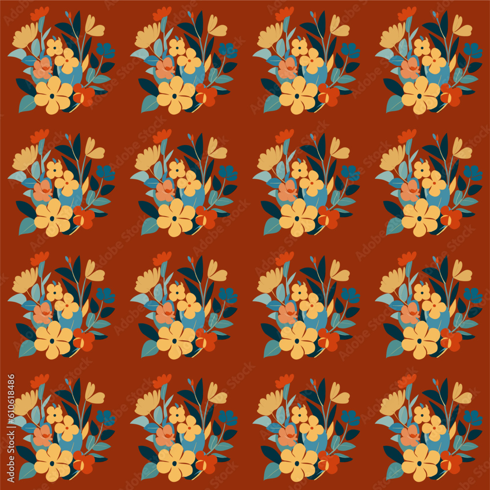 Obraz premium Vector seamless pattern, with flowers