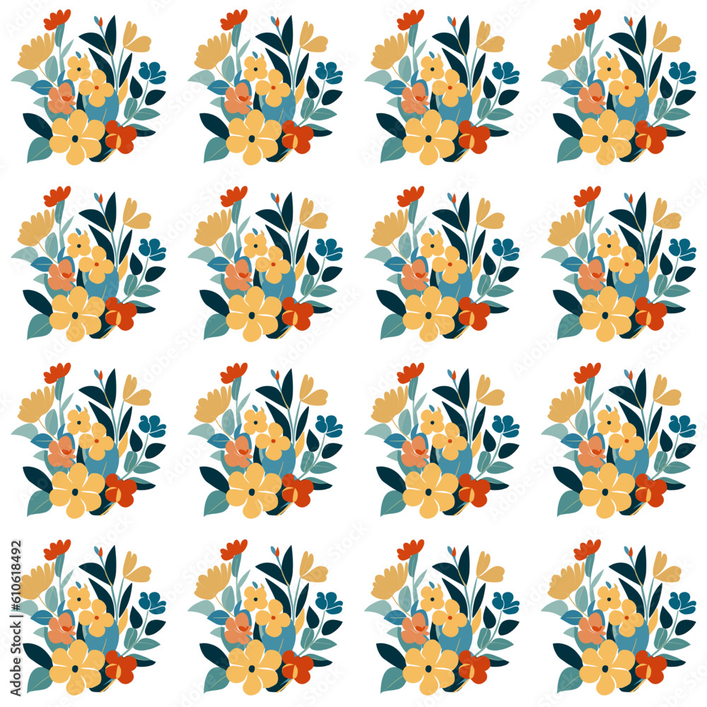 Vector seamless pattern, with flowers