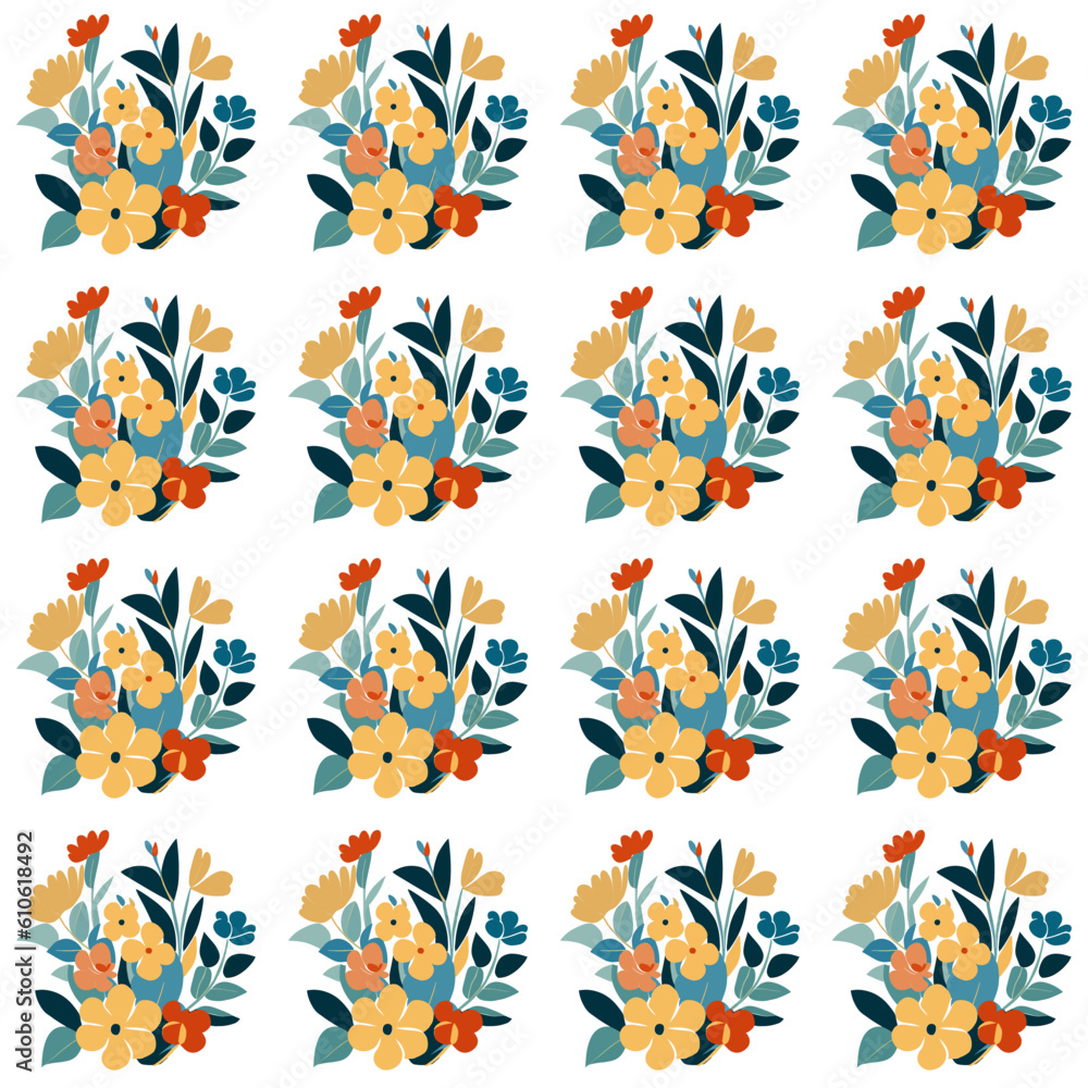 Obraz premium Vector seamless pattern, with flowers