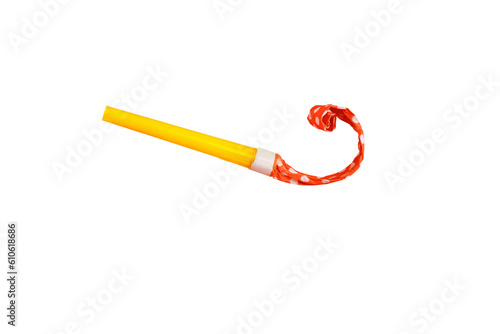 levitating whistle isolated on transparent background, birthday celebration and party concept