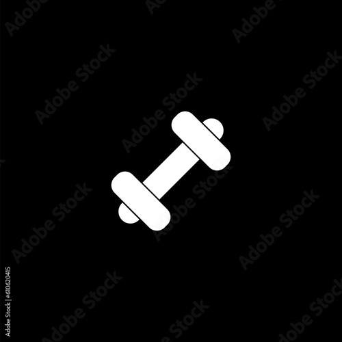 Simple illustration of Steel barbell icon for web design isolated on black background