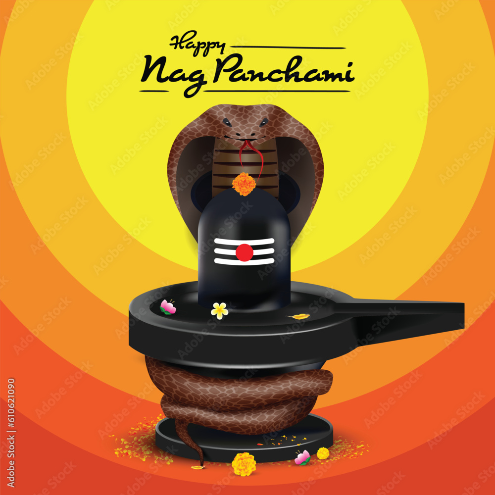 Ταπετσαρία Vector illustration of Nag Panchami. cobra abround shivling