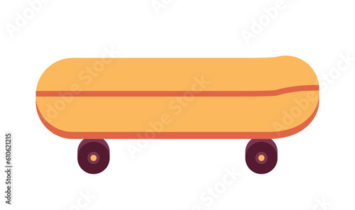 Skateboard semi flat colour vector object. Extreme sport. Old school retro skateboarding equipment. Editable cartoon clip art icon on white background. Simple spot illustration for web graphic design