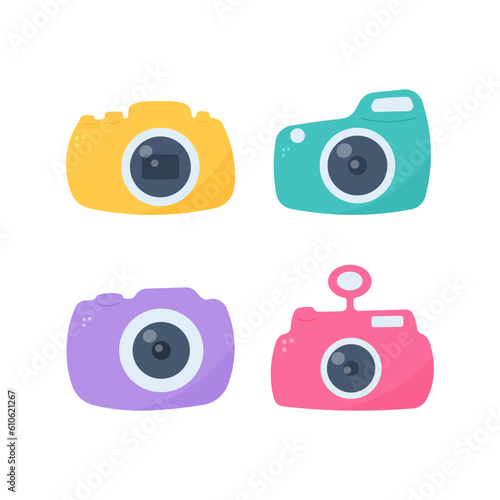 day photography cameras colored set of elements