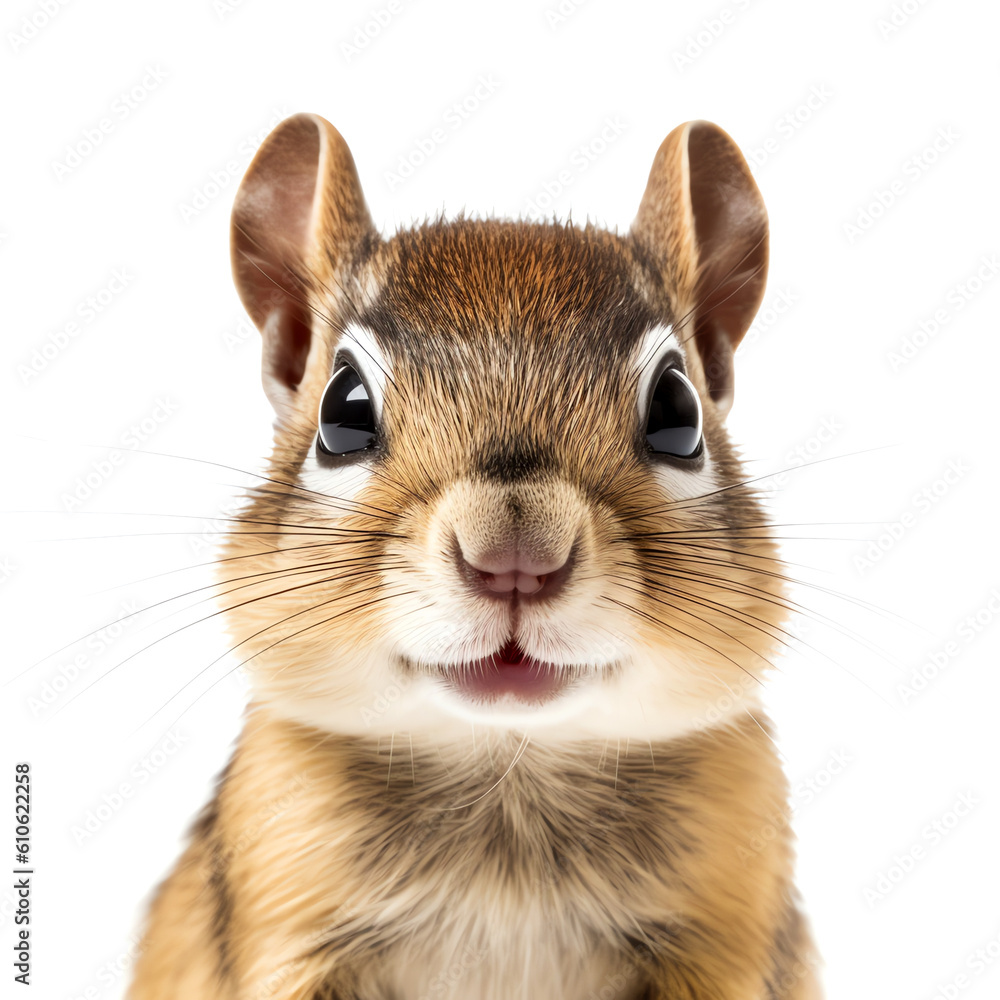 Obraz premium Chipmunk head isolated - Generative AI