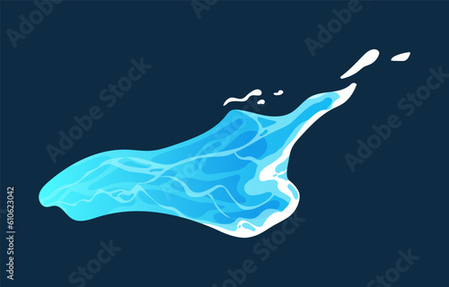 Liquid water splash concept. Aqua and H2O drops and splashes. Effect and element for creating animations. Poster or banner. Cartoon flat vector illustration isolated on dark background
