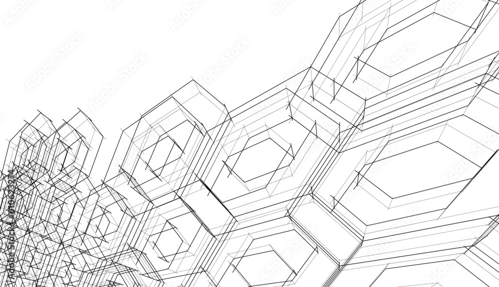 abstract 3d architecture vector illustration