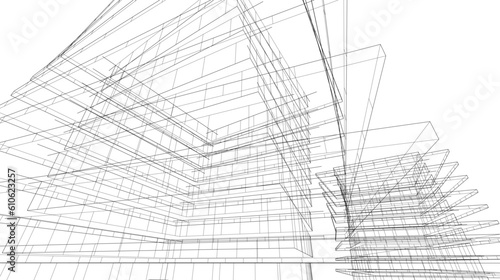 abstract 3d architecture vector illustration