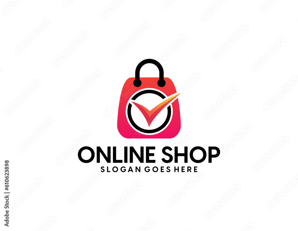 Creative modern abstract eCommerce logo design, colorful gradient online shopping bag logo design template Creative modern abstract eCommerce logo design, colorful gradient online shopping bag logo design template