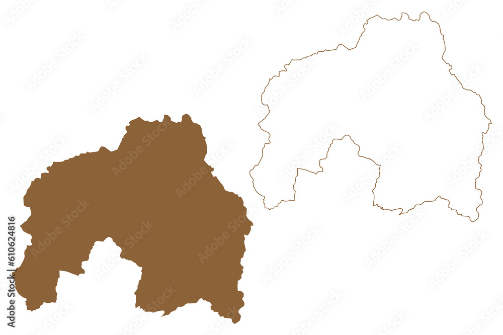 Fototapeta premium Landeck district (Republic of Austria or Österreich, Tyrol or Tirol state) map vector illustration, scribble sketch Bezirk Landeck map