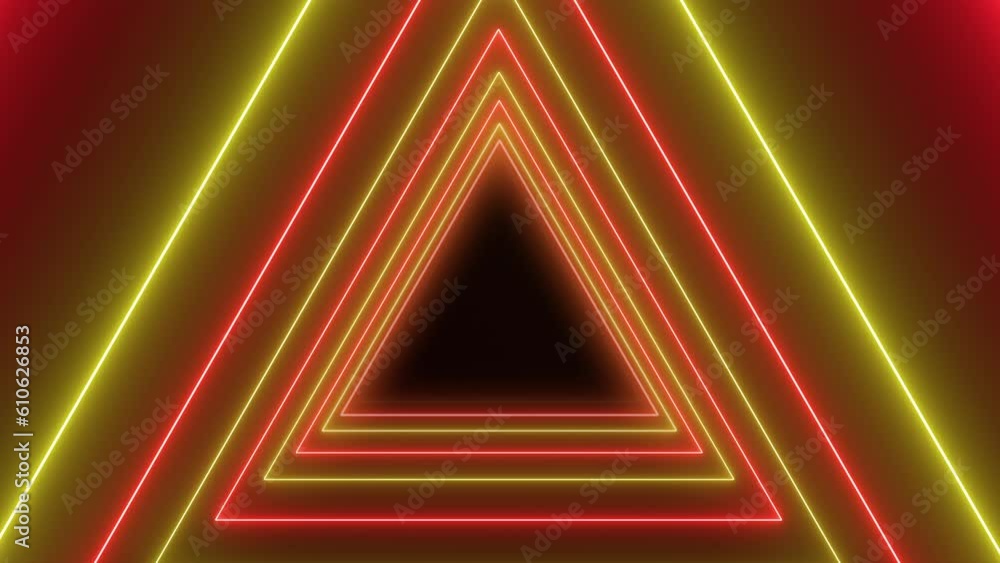 Video animation of many triangles in neon yellow and neon red on dark background. - abstract background - seamless loop Video animation of many triangles in neon yellow and neon red on dark background. - abstract background - seamless loop