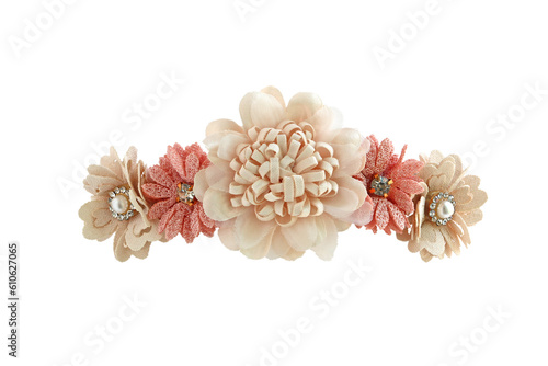 Red Beige Flower Crown Front View isolated on white background with clipping paths