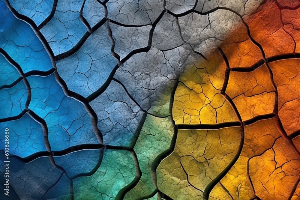 Close-Up of Colorful Cracked Surface - AI Generative