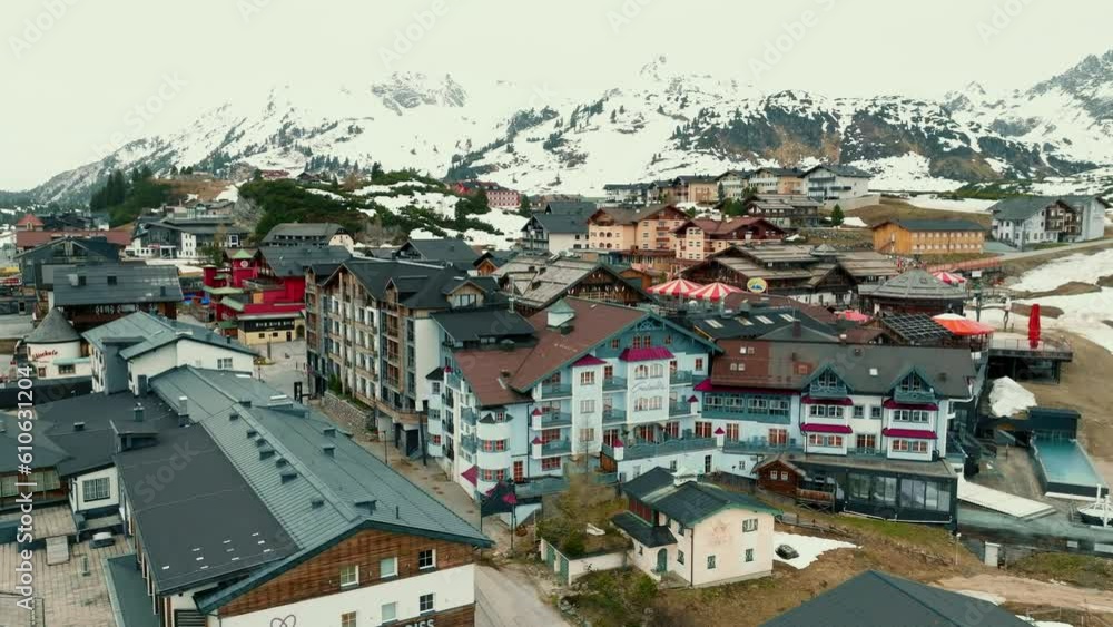 Flight over the skiing resort village Obertauern in Austria. Flight over the skiing resort village Obertauern in Austria.