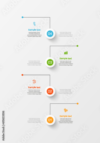 Infographic template with 4 options, workflow, process chart. Can be used for workflow layout, diagram, annual report, web design, steps or processes 