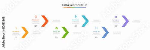 Business vector infographic template with 6 options or steps. Can be used for workflow layout, diagram, annual report, web design
