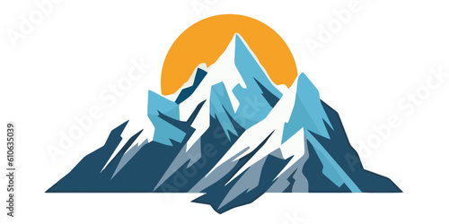 Mountain image. Cute rocky peaks in flat style. Mountaintop image.