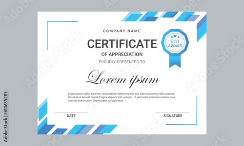Creative certificate template design, fully editable, simple color. 