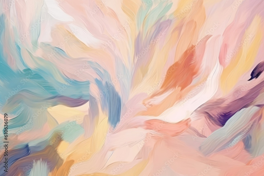 Artistic and painterly brushstroke background in pastel colors, Generative ai