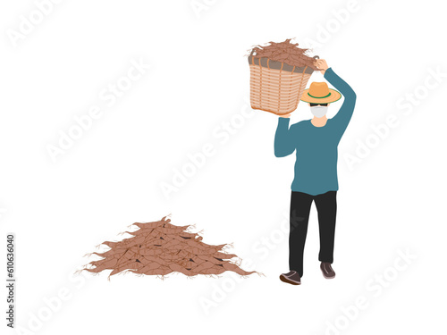 A man is carrying a basket.
