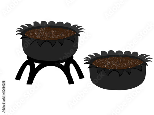 Flowerpot made from old tires on a white background.