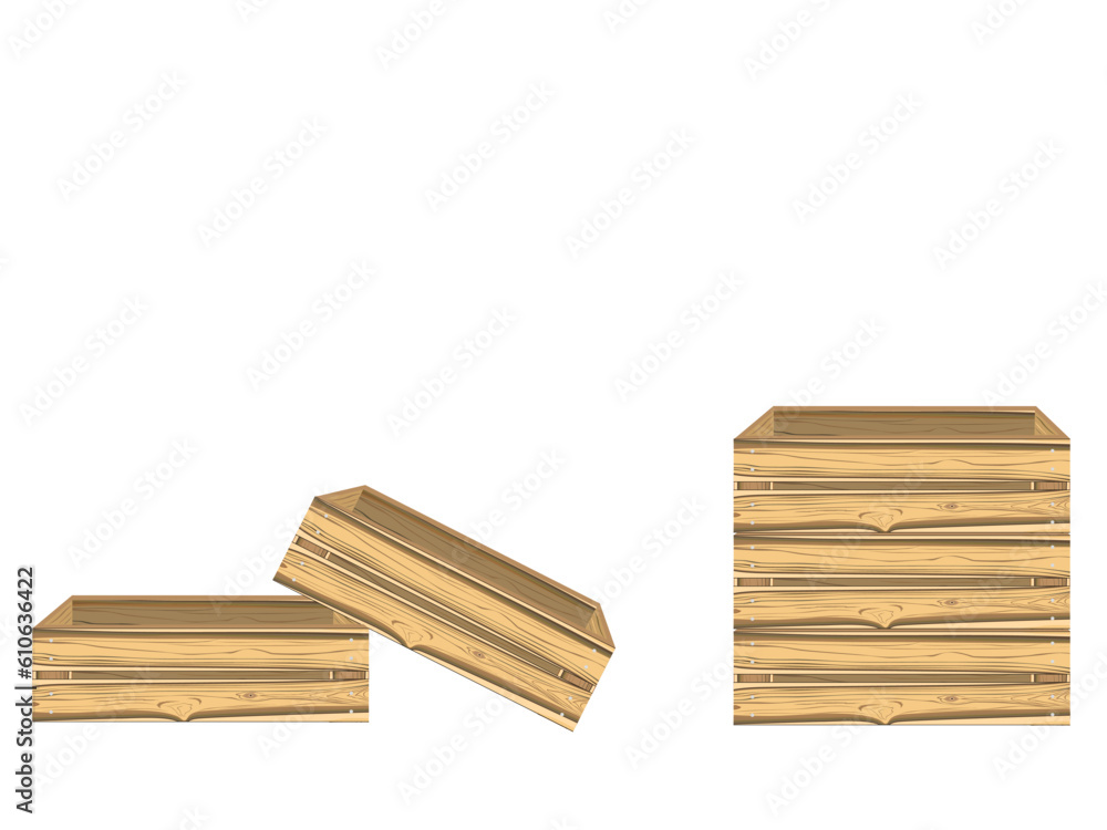 Wooden boxes for fruit and vegetables. Wooden boxes for fruit and vegetables.