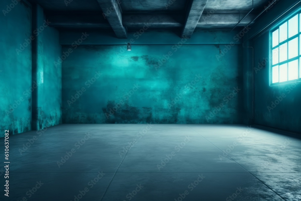 Artistic studio wall background in tones of blue, Generative ai