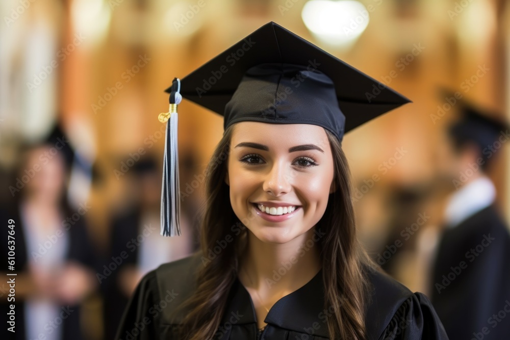 portrait of happy graduate student in hat , holding diploma, AI Generative portrait of happy graduate student in hat , holding diploma, AI Generative