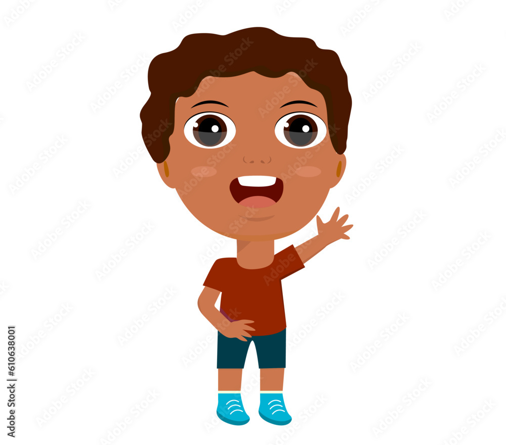 little girl boy rejoice hello welcome goodbye raise hands greet education kindergarten primary school concept little girl boy rejoice hello welcome goodbye raise hands greet education kindergarten primary school concept