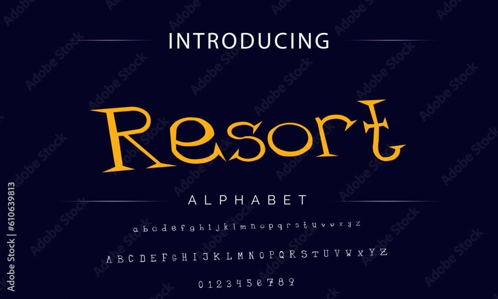 Resort Cartoon vector font, full alphabet Stock Vector | Adobe Stock