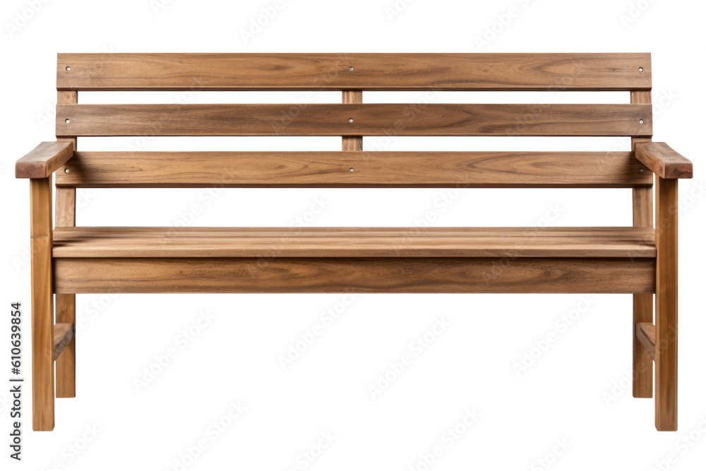Wooden chair or wood bench isolated. Generative AI. Wooden chair or wood bench isolated. Generative AI.