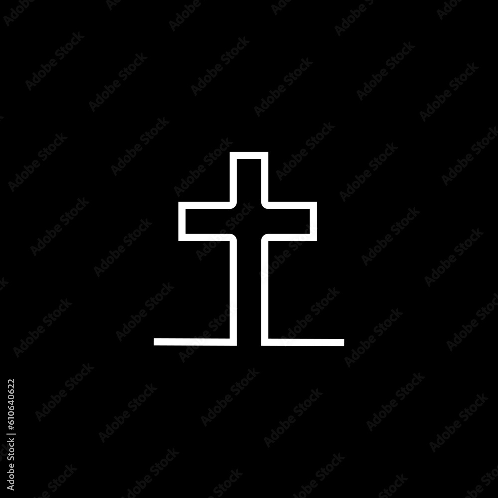 Cross icon. Religious cross on black background. Cross icon. Religious cross on black background.