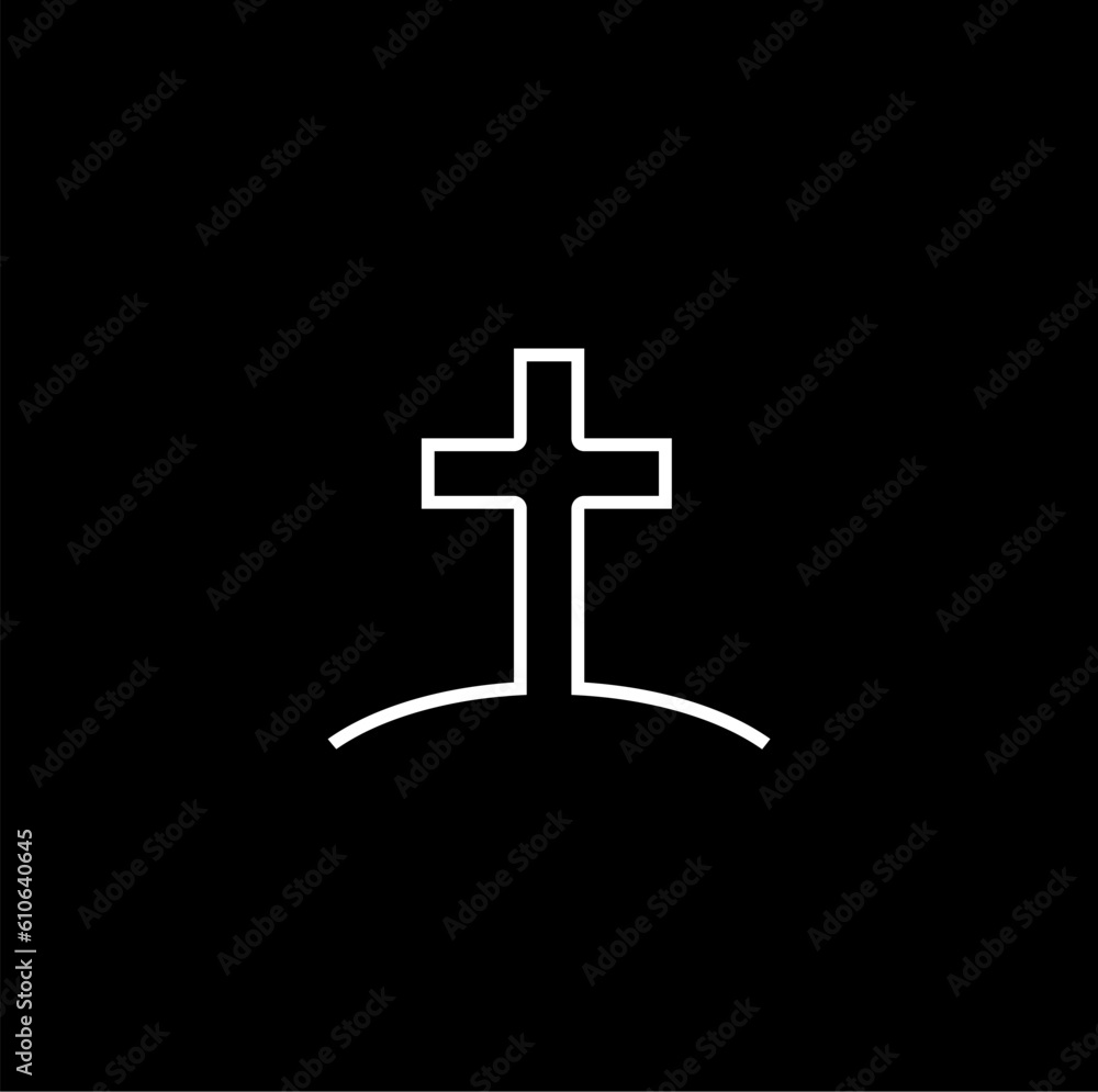 Cross church jesus icon isolated on black background