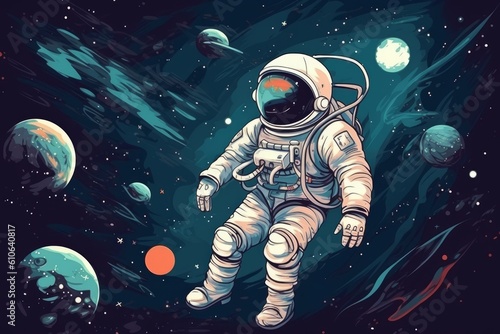 Astronaut and space exploration theme. Generative ai