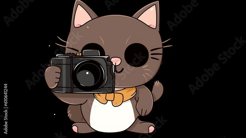 gatinho fofo com camêra fotográfica  photo