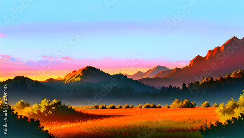 sunset over mountains