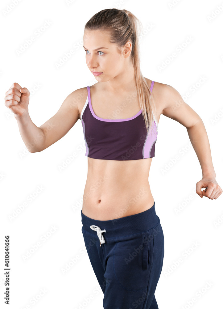 Young beautiful ызщке woman in fitness wear runs Young beautiful ызщке woman in fitness wear runs