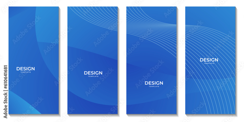 set of brochures with abstract blue wave background for business