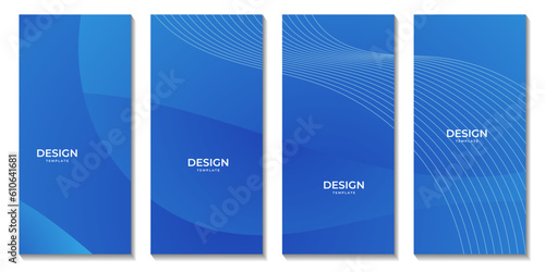 set of brochures with abstract blue wave background for business