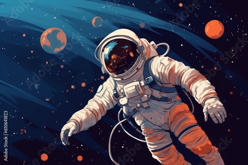 Astronaut and space exploration theme. Generative ai