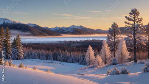 Mist winter panorama