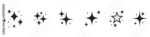Star vector icon set. Star sparkle symbols. Stars collection. Sparkle vector icons. Vector Illustration. Vector Graphic. EPS 10