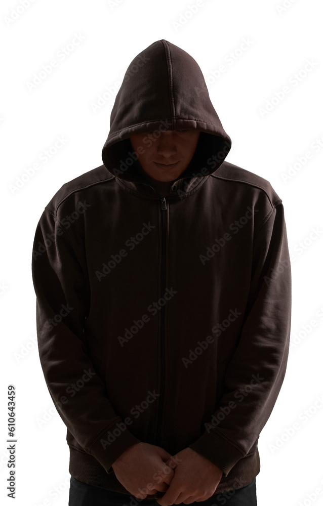 Silhouette of a man hacker in the hood Silhouette of a man hacker in the hood