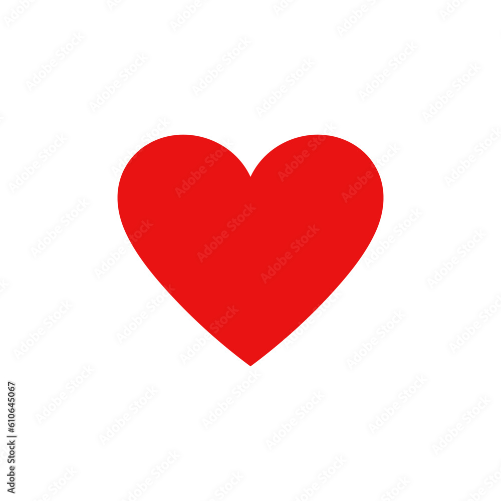 Vector heart. Red color heart illustration isolated on white background.