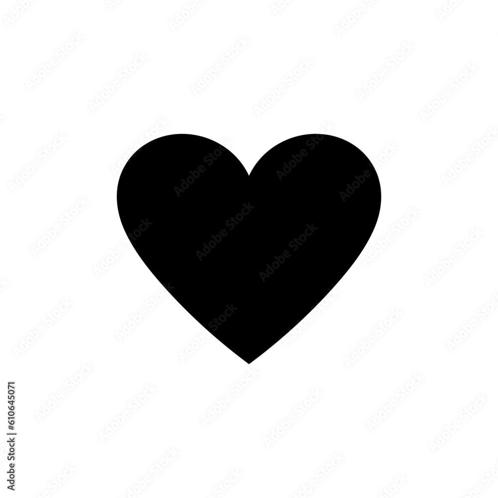Vector heart. Black color heart illustration isolated on white background.