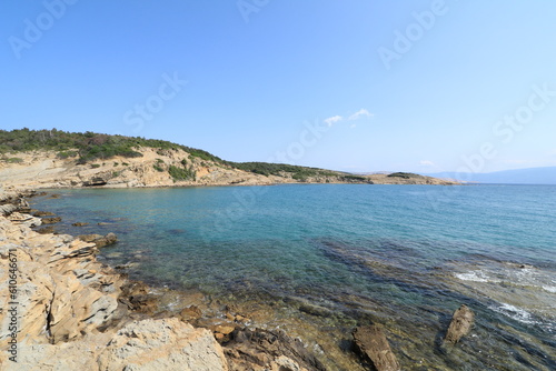 Fototapeta Naklejka Na Ścianę i Meble -  Stolac naturist stony beach on the island of Rab in Croatia