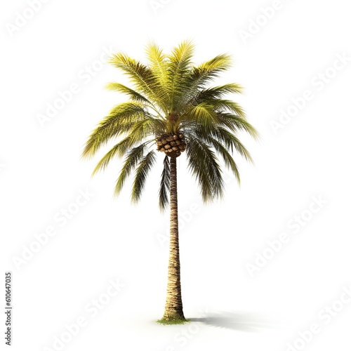 Tropical palm tree on white background Generative AI