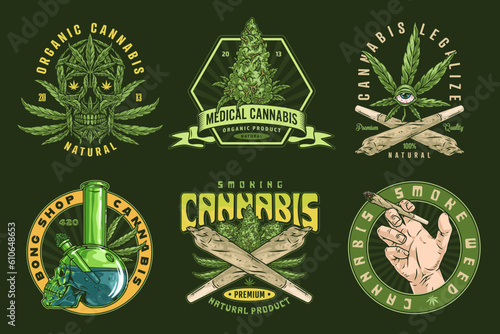 Cannabis industry colorful set sticker