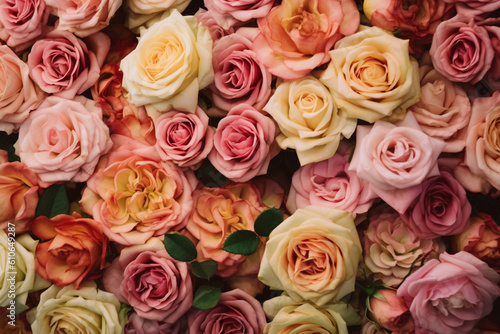 bunch of roses from above  generative ai